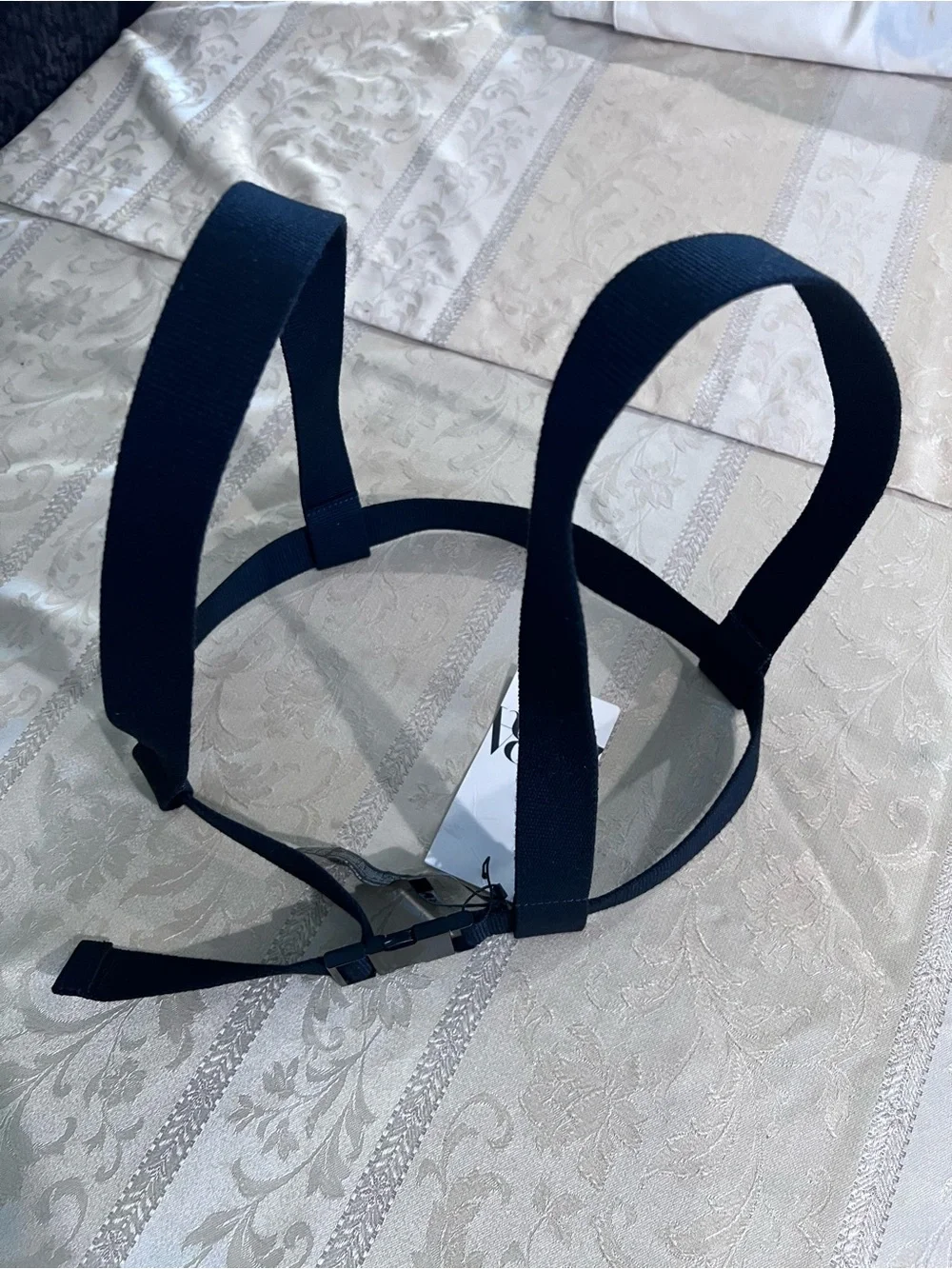 New  ZARA Women’s Sz 30 Black Canvas Harness Belt Black Metal Buckle Closure